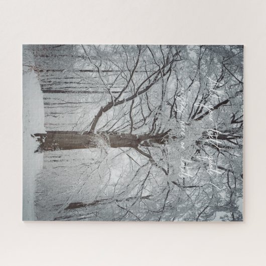 冬威厳のあるの森のブナの木 ジグソーパズル (横)