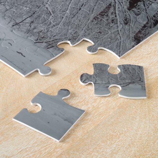 冬威厳のあるの森のブナの木 ジグソーパズル (側面)