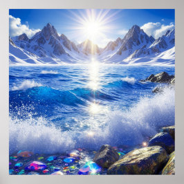 冬威厳のあるの海波 ポスター