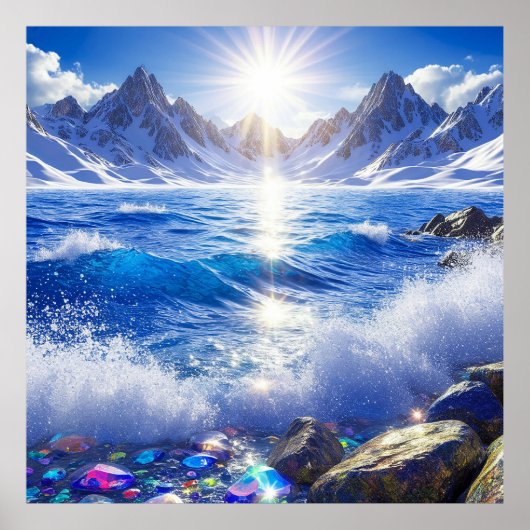 冬威厳のあるの海波 ポスター (正面)