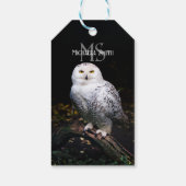 冬威厳のある雪フクロウモノグラム名前をカスタムする ギフトタグ (裏面)