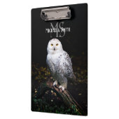 冬威厳のある雪フクロウモノグラム名前をカスタムする クリップボード (左)