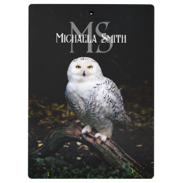 冬威厳のある雪フクロウモノグラム名前をカスタムする クリップボード