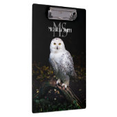 冬威厳のある雪フクロウモノグラム名前をカスタムする クリップボード (右)