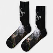 冬威厳のある雪フクロウモノグラム名前をカスタムする ソックス (左)