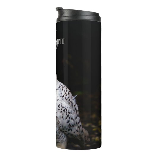 冬威厳のある雪フクロウモノグラム名前をカスタムする タンブラー (回転右)