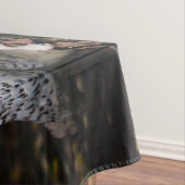 冬威厳のある雪フクロウモノグラム名前をカスタムする テーブルクロス (インサイチュ)