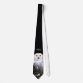 冬威厳のある雪フクロウモノグラム名前をカスタムする ネクタイ (正面)
