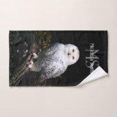 冬威厳のある雪フクロウモノグラム名前をカスタムする バスタオルセット (ハンドタオル)