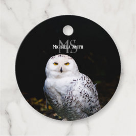 冬威厳のある雪フクロウモノグラム名前をカスタムする フェイバータグ