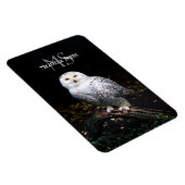 冬威厳のある雪フクロウモノグラム名前をカスタムする マグネット (右側)