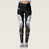 冬威厳のある雪フクロウモノグラム名前をカスタムする レギンス (正面)