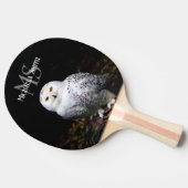 冬威厳のある雪フクロウモノグラム名前をカスタムする 卓球ラケット (横)