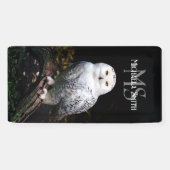 冬威厳のある雪フクロウモノグラム名前をカスタムする 横断幕 (横)