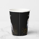 冬威厳のある雪フクロウモノグラム名前をカスタムする 紙コップ (右)