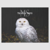 冬威厳のある雪フクロウモノグラム名前をカスタムする 薄葉紙 (正面)