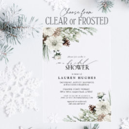 冬季エバーグリーンエレガントブライダルシャワー アクリル招待状