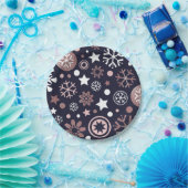 冬季エレガントピンクのメタリック雪の結晶 ペーパープレート (パーティー)