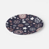 冬季エレガントピンクのメタリック雪の結晶 ペーパープレート (アングル)