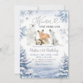 冬季オーネダーランド北極動物第1誕生日 招待状 (正面)