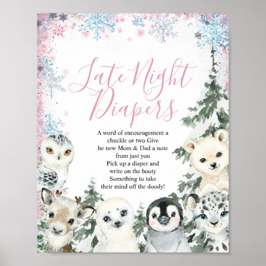 冬季ジェンダーが深夜おむつサインを明らかにする ポスター (正面)