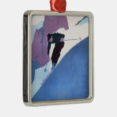 冬季スポーツのスキーの昇進ポスター メタルオーナメント (右)