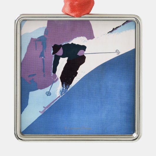 冬季スポーツのスキーの昇進ポスター メタルオーナメント (正面)