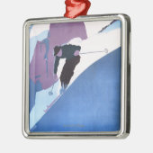 冬季スポーツのスキーの昇進ポスター メタルオーナメント (左)