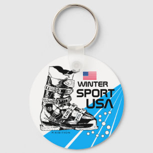 冬季スポーツ米国のチームスキーブーツKeychain キーホルダー
