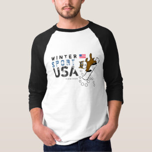 冬季スポーツ米国のチーム犬のスノーボードのTシャツ Tシャツ