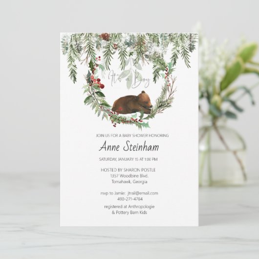 冬季男の赤ちゃんシャワー 招待状 (スタンド正面)