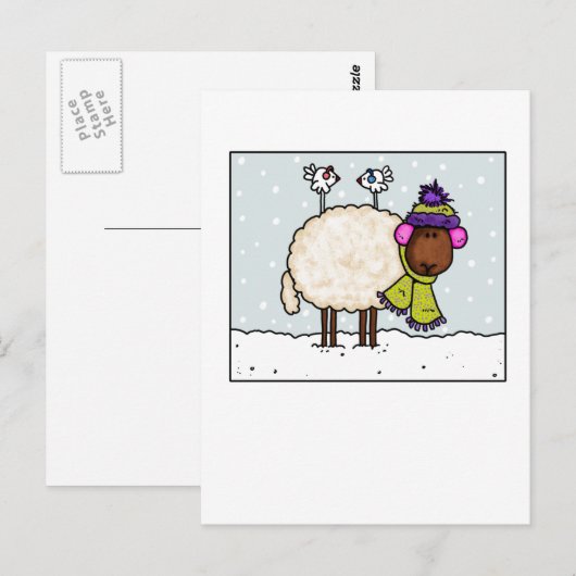 冬季羊葉書 ポストカード (正面/裏面)