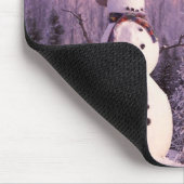 冬山の日没の雪だるま マウスパッド (コーナー)