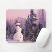 冬山の日没の雪だるま マウスパッド (マウス)