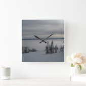 冬山場面 スクエア壁時計 (ホーム)