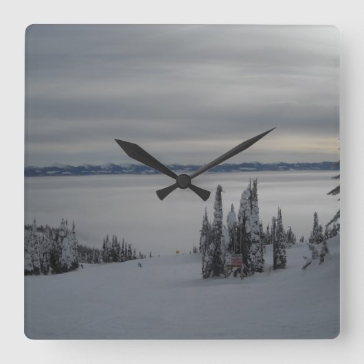 冬山場面 スクエア壁時計 (正面)