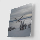 冬山場面 スクエア壁時計 (傾斜)