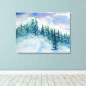 冬山雪木水彩 キャンバスプリント (インサイチュ (ウッドフロア))