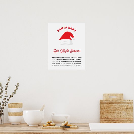 冬帽子サンタ赤ちゃんシャワー深夜おむつ ポスター (キッチン)