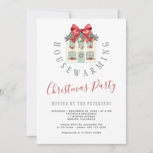 冬引っ越し祝いパーティークリスマスパーティー モダン 招待状 (正面)