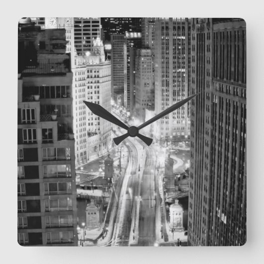 冬後のシカゴのミシガン州の北の道 スクエア壁時計 (正面)