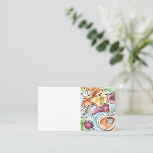 冬手絵を描抽象芸術わびさび水彩 名刺 (スタンド正面)