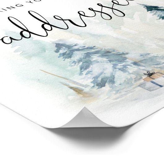 冬救済母が封忙し筒に住所を書く ポスター (角)