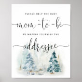 冬救済母が封忙し筒に住所を書く ポスター (正面)