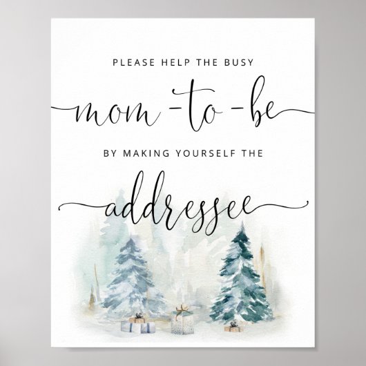 冬救済母が封忙し筒に住所を書く ポスター (正面)