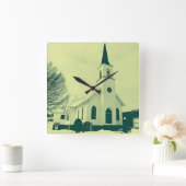 冬教会 スクエア壁時計 (ホーム)