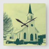 冬教会 スクエア壁時計 (正面)