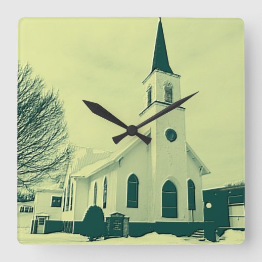 冬教会 スクエア壁時計 (正面)