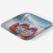 冬文字付き赤い手袋 ペーパープレート (傾斜あり)