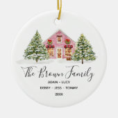 冬新しい家の初めてのクリスマス セラミックオーナメント (正面)